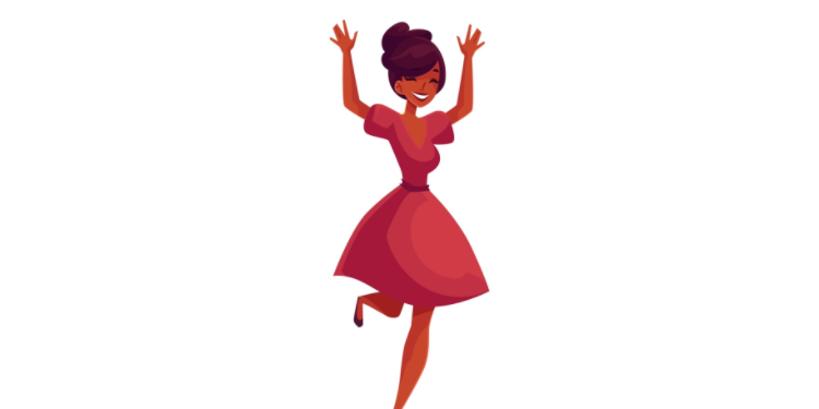 Happy black woman dancing joyfully
