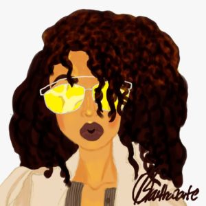 Digital drawing of young black girl by writer Oyinkan Braithwaite