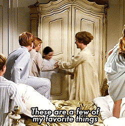 Gif of Julia Andrews singing in Sound of Music, Favourite Things