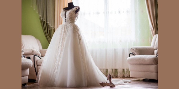 A beautiful wedding dress for a happy bride