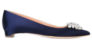a blue fancy flat shoe