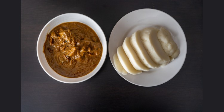 Plate of Pounded Yam and Banga Soup