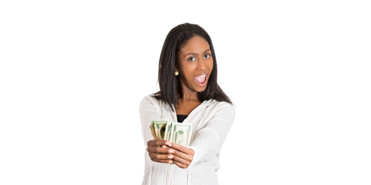 Female entrepreneur counting her money