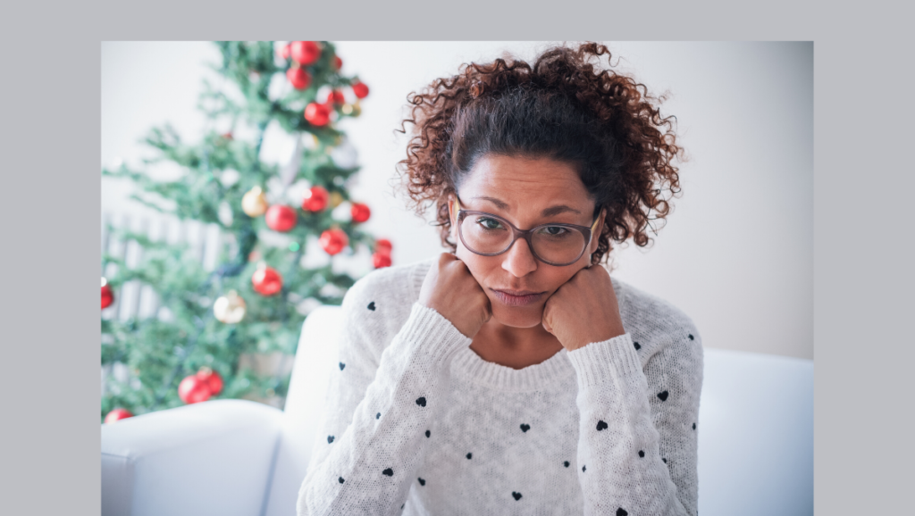 Woman feeling downcast before Christmas