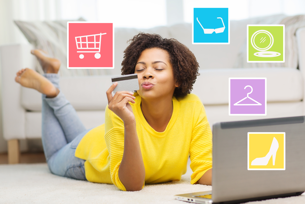 Woman shopping from online business