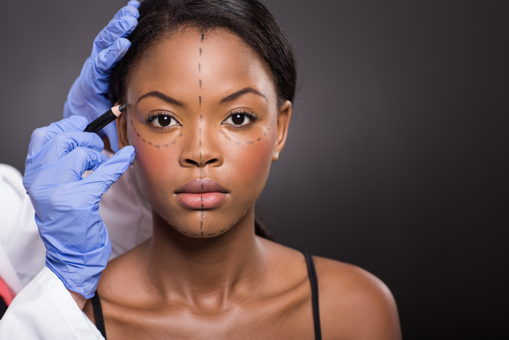 Woman getting prepped for plastic surgery