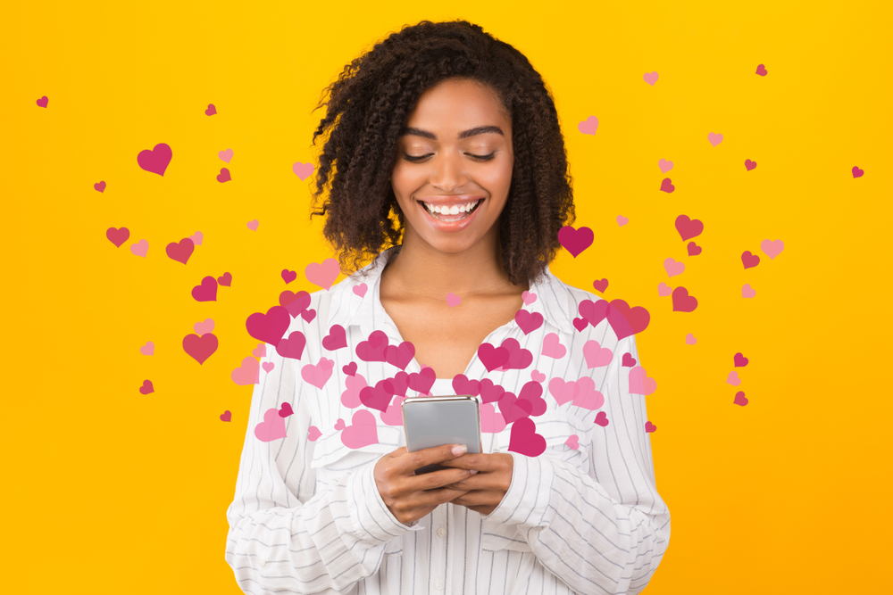 Young woman exploring a romantic relationship through a dating app